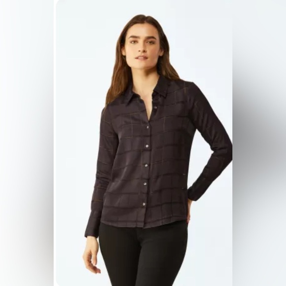 ECRU BACALL SATIN BURNOUT SHIRT. SMALL. NEW. Deep Plumb. Sold out in stores - Picture 1 of 7
